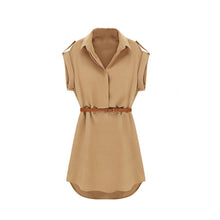 women dress chiffon casual slim ol shirt dresses belt women office dress plus size party mini dress xxl J4U66