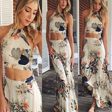 Women Sexy Two Piece Dress Halter Boho Bandage Long Maxi Beach Dress Elegant Lady Party Dresses Sexy Vestidos J4U66