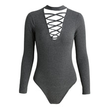 women zip back bodysuits long sleeve knitted stripe bandage romper hollow out sexy playsuit bodycon jumpsuits for women J4U66