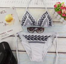 women bikini set push up swimwear lace bottom blue striped swimsuit pade bikini brazilian maillot de bain J4U66