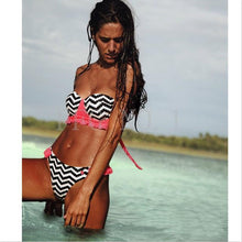 women bikini set push up swimwear lace bottom blue striped swimsuit pade bikini brazilian maillot de bain J4U66