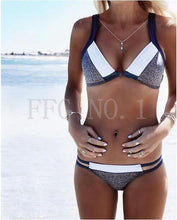 women bikini set push up swimwear lace bottom blue striped swimsuit pade bikini brazilian maillot de bain J4U66