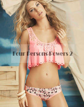 women bikini set brazilian pink hollow out lotus leaf edge print swimwear women swimsuit bathing suit J4U66