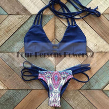 women bikini set brazilian pink hollow out lotus leaf edge print swimwear women swimsuit bathing suit J4U66