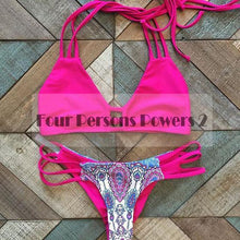 push up padded women swimsuit cross bandage purple swimwear biquini bathing bikini retro print swimwear J4U66