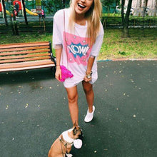 organza lace dress wow t-shirts dresses straight women letter print mesh patchwork short sleeve casual dress J4U66
