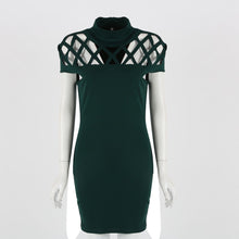 Party Night Turtle Neck Dress Hollow Out Mesh Slim Dresses Sexy Skinny Cut Off Black Mini Bodycon Brand Vestidos J4U66