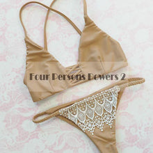 sexy bandage brazilian push up printing bikini women swimwear swimsuit biquini beach wear weave bathing suit set maillot J4U66