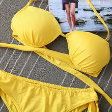 sexy bikini push up solid female swimsuit diamond beachwear strappy bathing suit3 J4U66