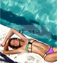 sexy bikini women print blue swimwear girl lady bandage printing vintage bikini backless c157 J4U66