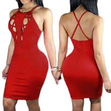 sexy bodycon club dress red sleeveless backless hollow out dress evening party dress clubwear bandage dress J4U66