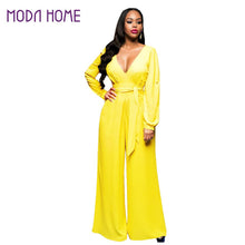 sexy bodysuits women jumpsuits v neck long sleeve rpmpers women playsuit solid belted bodysuit yellow rose J4U66