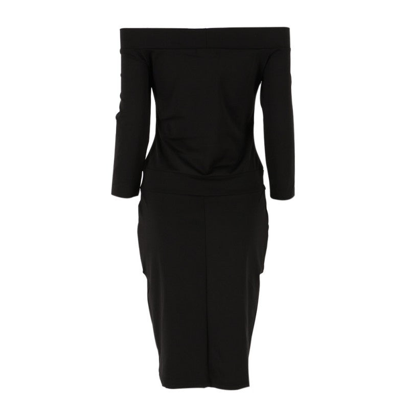 Sexy Bodycon Dress Three Quarter Sleeve Slash Neck Dresses Casual Party Night Blue Black Club Clothes J4U66