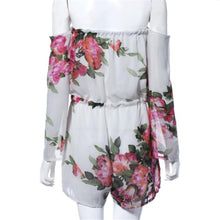 Sexy Floral Printed Off-Shoulder Long Sleeved Chiffon Jumpsuit Women Crop Top Playsuit Party Rompers Womens Jumpsuit J4U66