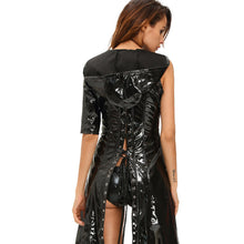 sexy ladies halloween costumes 2pc cosplay dress black gothic punk wetlook sweet pea hooded coat gown dress women clothing J4U66