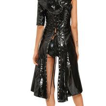 sexy ladies halloween costumes 2pc cosplay dress black gothic punk wetlook sweet pea hooded coat gown dress women clothing J4U66