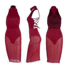 Sexy Red Mesh Dress Bandage Dresses Sexy Club Dress Backless Bodycon Night Club Wear Party Dress J4U66