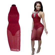 Sexy Red Mesh Dress Bandage Dresses Sexy Club Dress Backless Bodycon Night Club Wear Party Dress J4U66