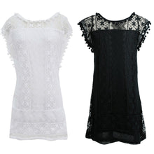 sexy dress women casual sleeveless beach dress tassel solid white party mini lace dress vestidos plus size J4U66