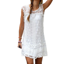 sexy dress women casual sleeveless beach dress tassel solid white party mini lace dress vestidos plus size J4U66