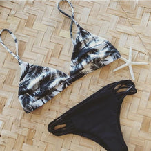 sexy women bandage push up bikini set padded vest bra low waist swimsuit swimwear beachwear simple print0 J4U66