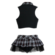 sexy women lingerie set tartan plaid mesh schoolyard playmate costume cosplay uniform fantasias sexy erotic suit black J4U66
