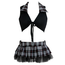 sexy women lingerie set tartan plaid mesh schoolyard playmate costume cosplay uniform fantasias sexy erotic suit black J4U66