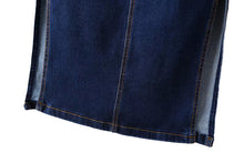 sexy women midi denim skirt split package hip pockets zipper button casual pencil bodycon skirts womens saias blue J4U66