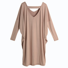 sexy women midi dress loose solid backless o neck batwing sleeves dress casual elegant club dress vestidos J4U66