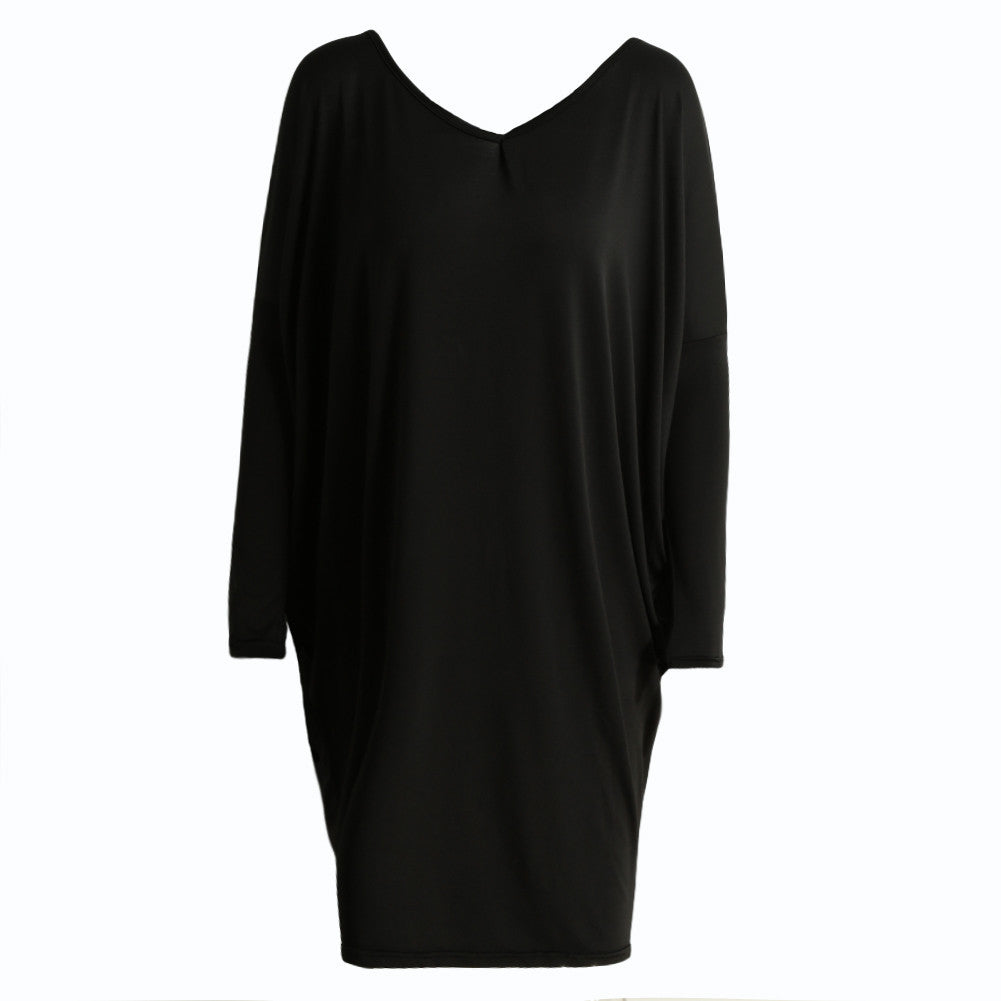 sexy women midi dress loose solid backless o neck batwing sleeves dress casual elegant club dress vestidos J4U66