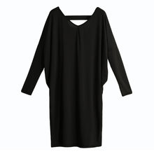 sexy women midi dress loose solid backless o neck batwing sleeves dress casual elegant club dress vestidos J4U66