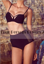 sexy push up bikini strappy swimsuit swimwear women black bandage high waist suit bather biquini maillot de bain J4U66