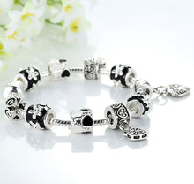 Silver Heart Bead Charm Bracelet Silver for Women Imitation Jewelry  J4U66