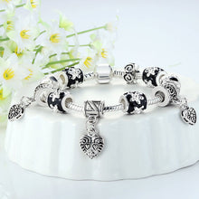 Silver Heart Bead Charm Bracelet Silver for Women Imitation Jewelry  J4U66