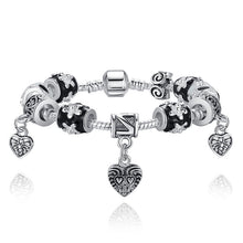 Silver Heart Bead Charm Bracelet Silver for Women Imitation Jewelry  J4U66