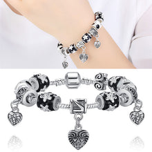 Silver Heart Bead Charm Bracelet Silver for Women Imitation Jewelry  J4U66