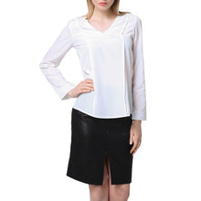 simple women blouses v neck long sleeves shirt ruched back asymmetric hem women tops blusas J4U66