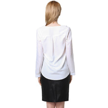 simple women blouses v neck long sleeves shirt ruched back asymmetric hem women tops blusas J4U66