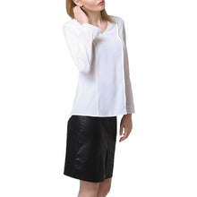 simple women blouses v neck long sleeves shirt ruched back asymmetric hem women tops blusas J4U66