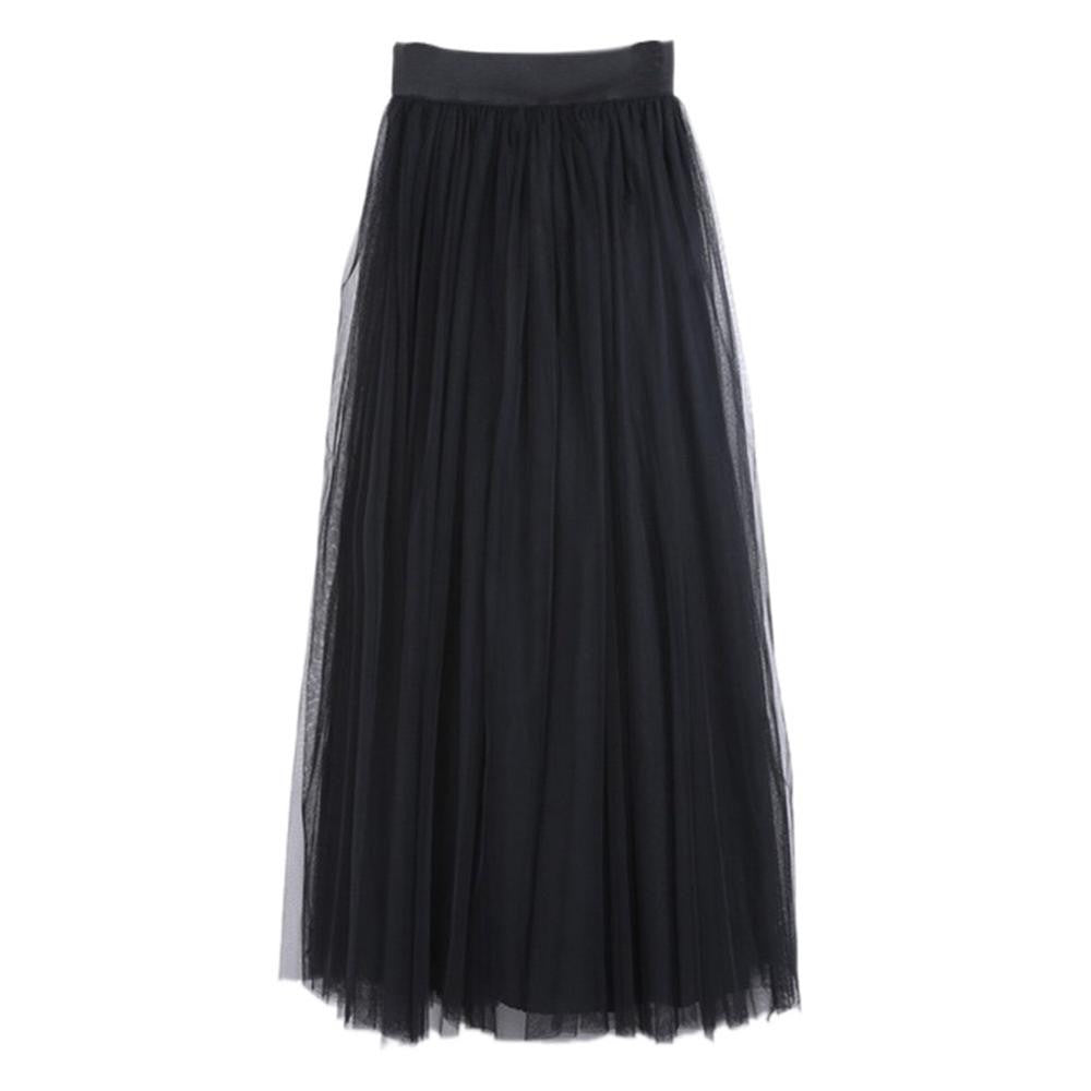 Skirt Ladies Elegant Casual High Waist Pleated Skirt Straight Skirts Long Tulle Skirts Solid Mesh Ball Gown Skirt 3Colors J4U66
