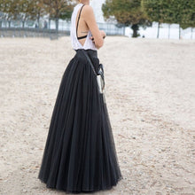 Skirt Ladies Elegant Casual High Waist Pleated Skirt Straight Skirts Long Tulle Skirts Solid Mesh Ball Gown Skirt 3Colors J4U66