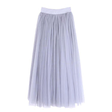 Skirt Ladies Elegant Casual High Waist Pleated Skirt Straight Skirts Long Tulle Skirts Solid Mesh Ball Gown Skirt 3Colors J4U66