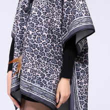 spain euro style women poncho leopard print scarf tie front warm cardigan cape shawl long scarves pashmina J4U66