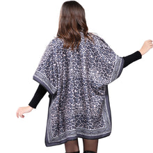 spain euro style women poncho leopard print scarf tie front warm cardigan cape shawl long scarves pashmina J4U66
