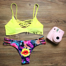 special design of women swimsuit bathing suit swimwear brazilian bandage high neck bikini set J4U66