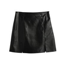 soft women skirts side zipper pu skirts short slim a line black mini skirt saias femininas J4U66
