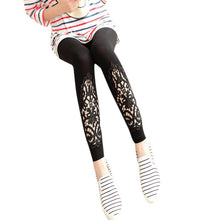 Women Slim Modal Cozy Cotton Knitted Leggings Hollow Out Lace Pants Mid Waist Trousers  J4U66
