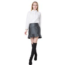 europe women sexy pu leather skirt solidcolor pu mini skirts womens ol casual slim clubwear faldas black J4U66