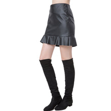europe women sexy pu leather skirt solidcolor pu mini skirts womens ol casual slim clubwear faldas black J4U66