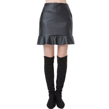 europe women sexy pu leather skirt solidcolor pu mini skirts womens ol casual slim clubwear faldas black J4U66